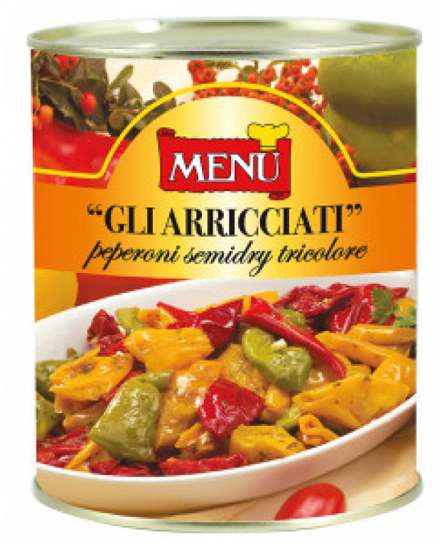 Menu XJ1X 'Arricciati' Semidried mixed Peppers 6x800g Tins *OD*