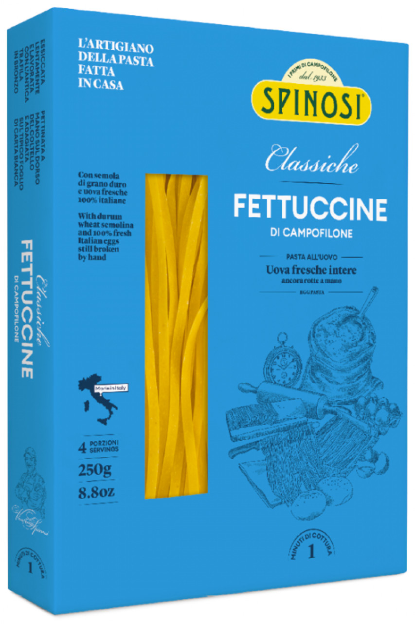 Spinosi Fetuccine 4mm Dried egg pasta (33 egg) Product Lines Menu